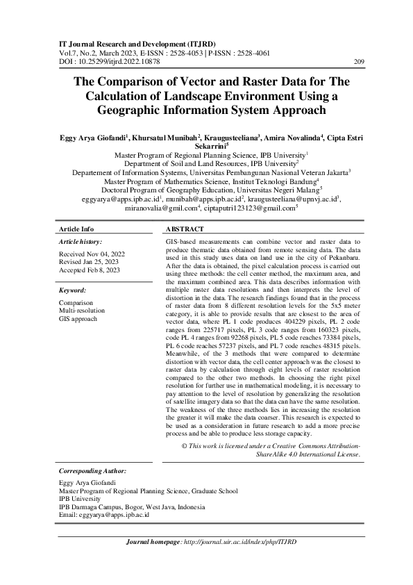 (PDF) The Comparison of Vector and Raster Data for The Calculation of ...
