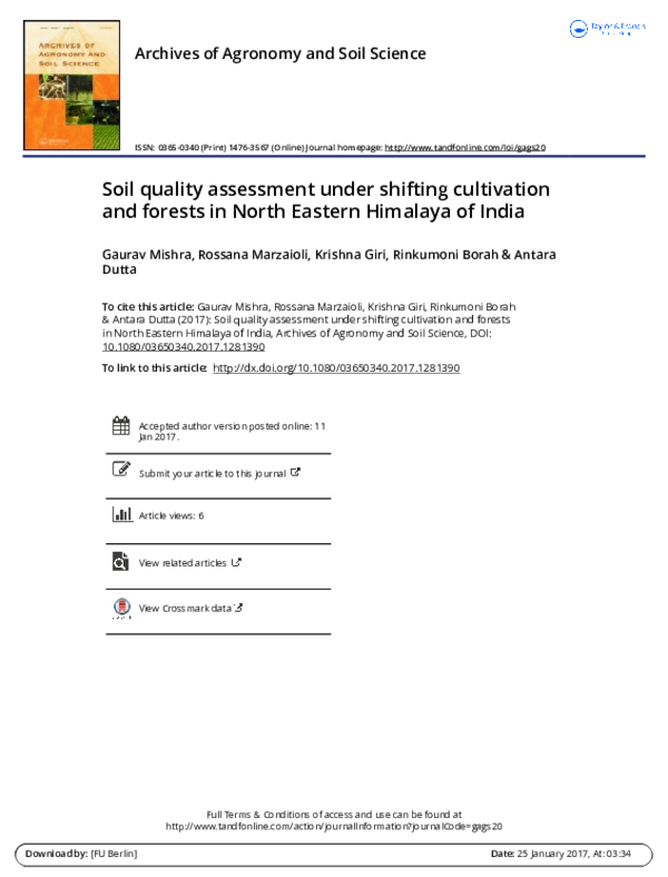(PDF) Soil quality assessment under shifting cultivation and forests in ...
