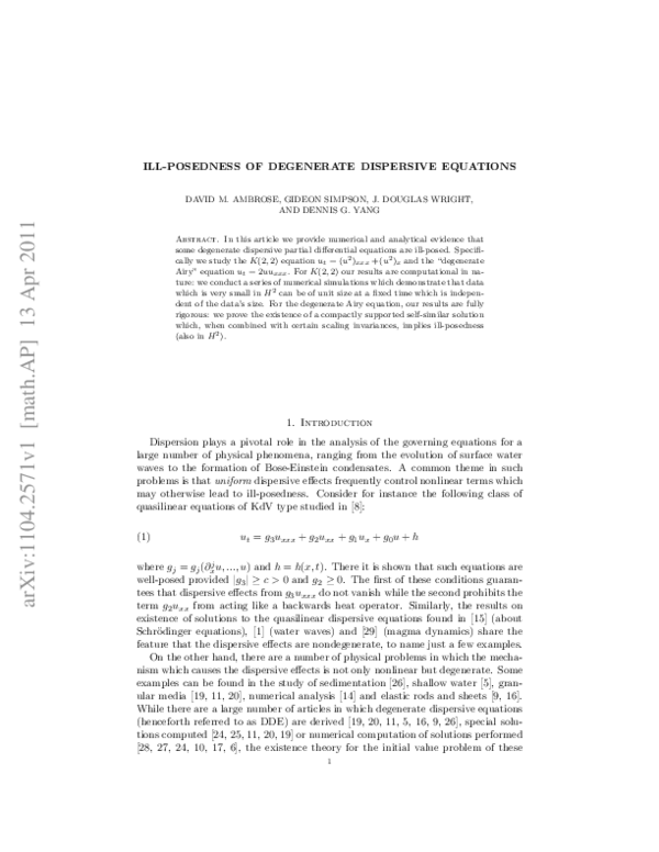 (PDF) Ill-posedness of degenerate dispersive equations
