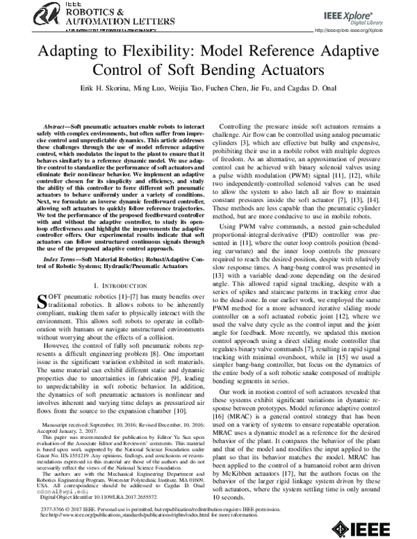 (PDF) Adapting to Flexibility: Model Reference Adaptive Control of Soft ...