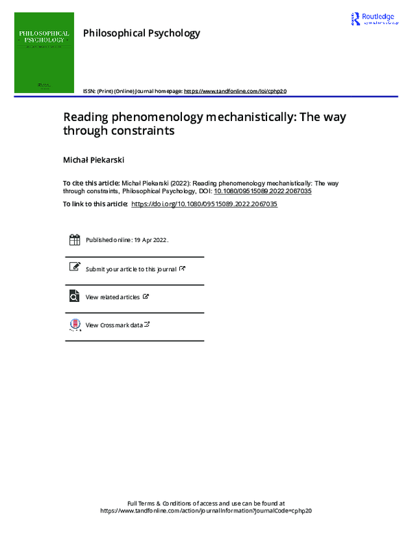 (PDF) Reading phenomenology mechanistically The way through constraints