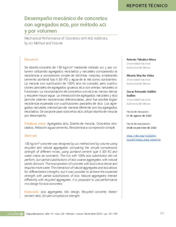 (PDF) Desempeño mecánico de concretos con agregados RCD, por método ACI ...