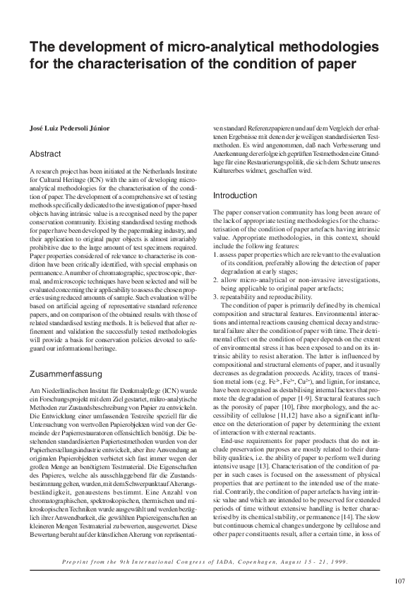 (PDF) The development of micro-analytical methodologies for the ...