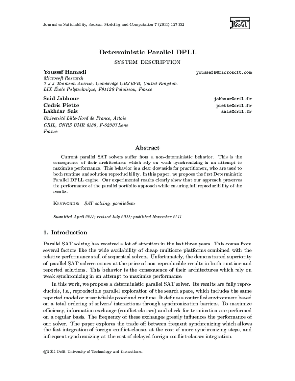 (PDF) Deterministic Parallel DPLL