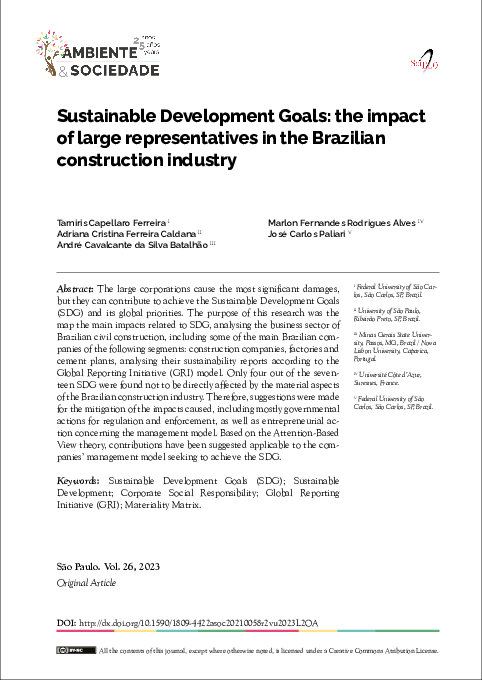 (PDF) Sustainable Development Goals: the impact of large ...