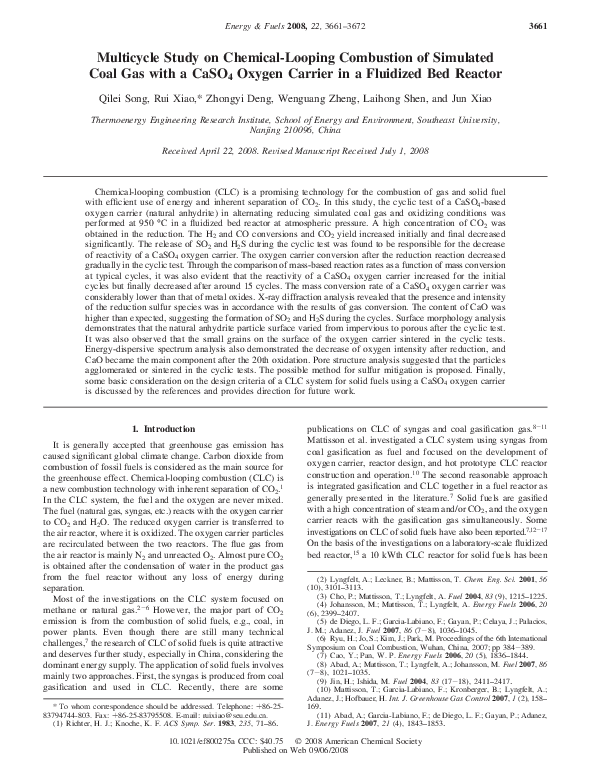 (PDF) Multicycle Study on Chemical-Looping Combustion of Simulated Coal ...