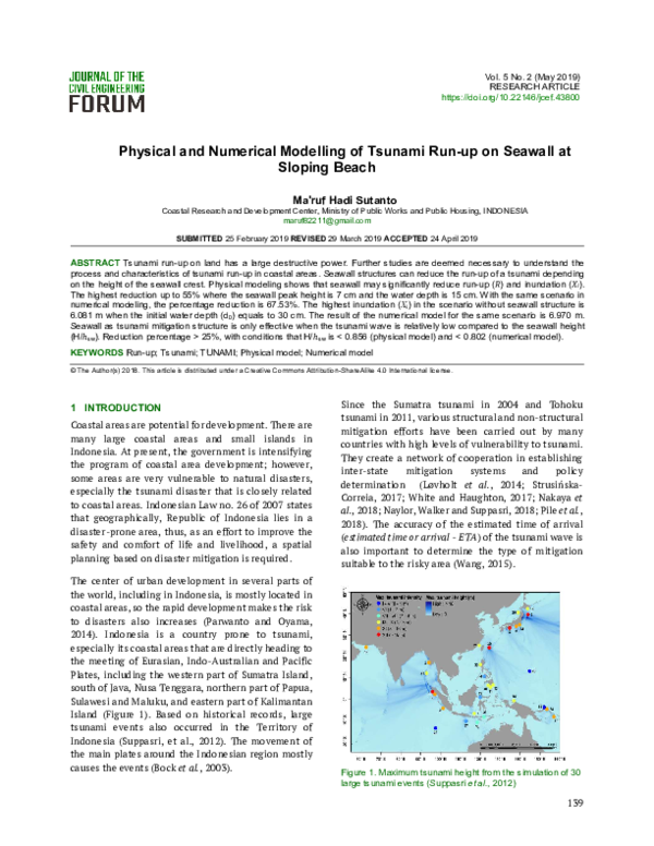  pdf physical and numerical modelling of tsunami run up on seawall at