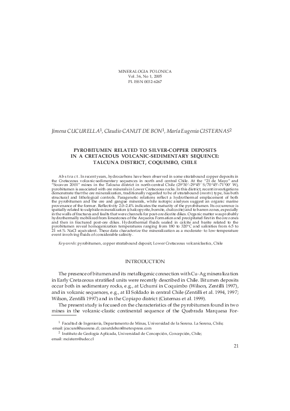 (PDF) Pyrobitumen Related to Silver-Copper Deposits in a Cretaceous ...