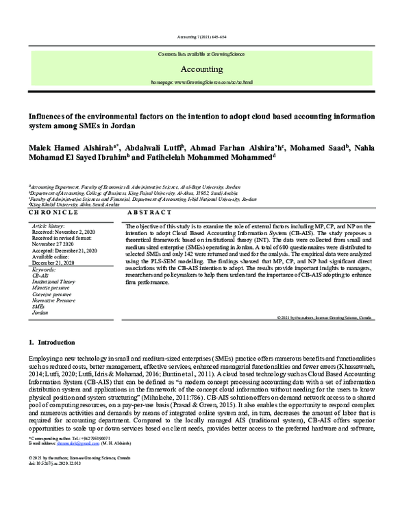 (PDF) Influences of the environmental factors on the intention to adopt ...