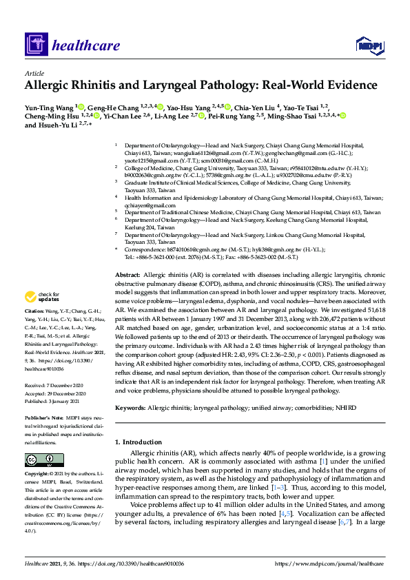 (PDF) Allergic Rhinitis and Laryngeal Pathology: Real-World Evidence