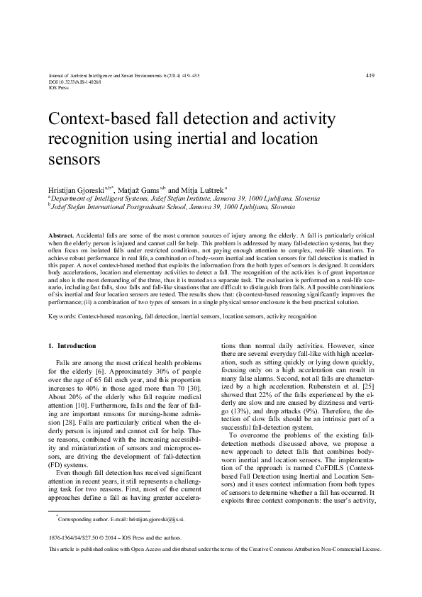 (PDF) Context-based fall detection and activity recognition using ...