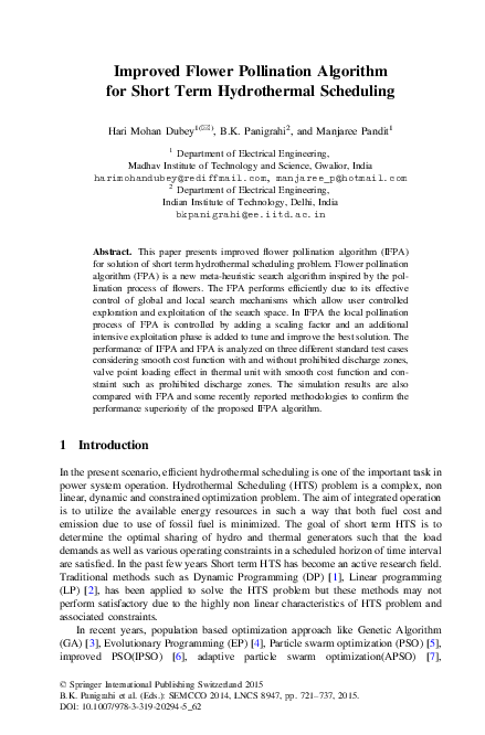 (PDF) Improved Flower Pollination Algorithm for Short Term Hydrothermal ...