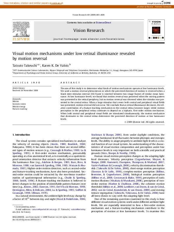 (PDF) Visual motion mechanisms under low retinal illuminance revealed ...