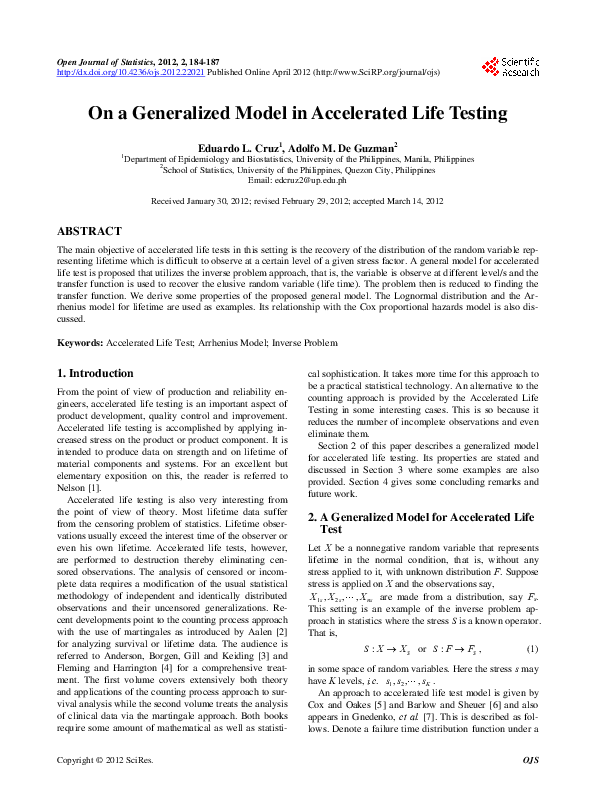 (PDF) On a Generalized Model in Accelerated Life Testing