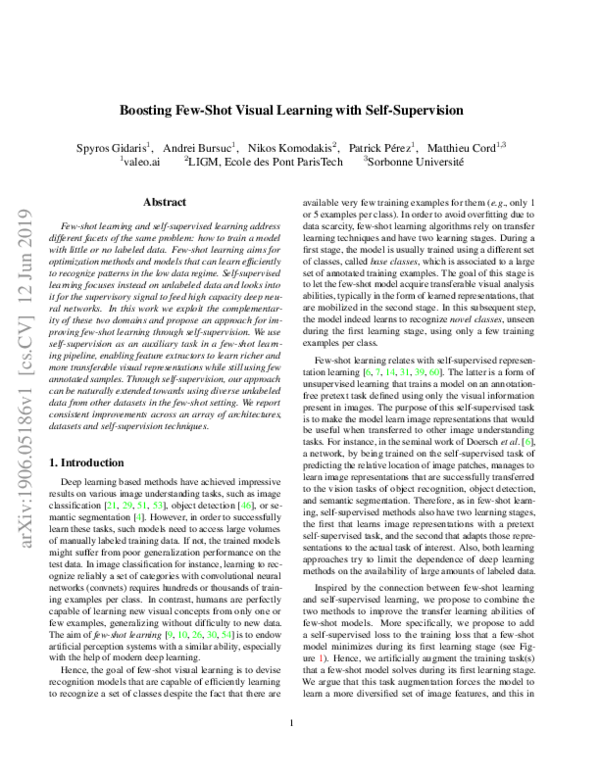 (PDF) Boosting Few-Shot Visual Learning With Self-Supervision