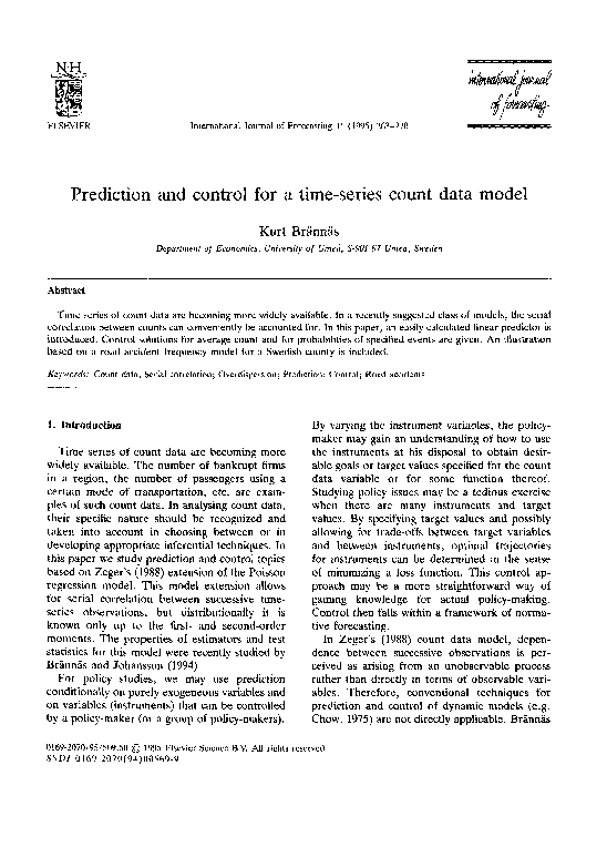 (PDF) Prediction and control for a time-series count data model