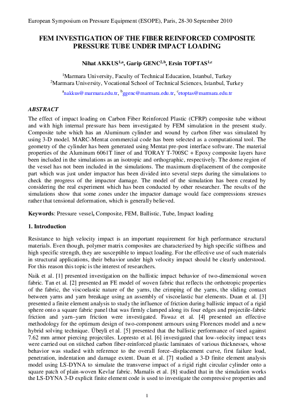 (PDF) Fem Investigation of the Fiber Reinforced Composite Pressure Tube ...