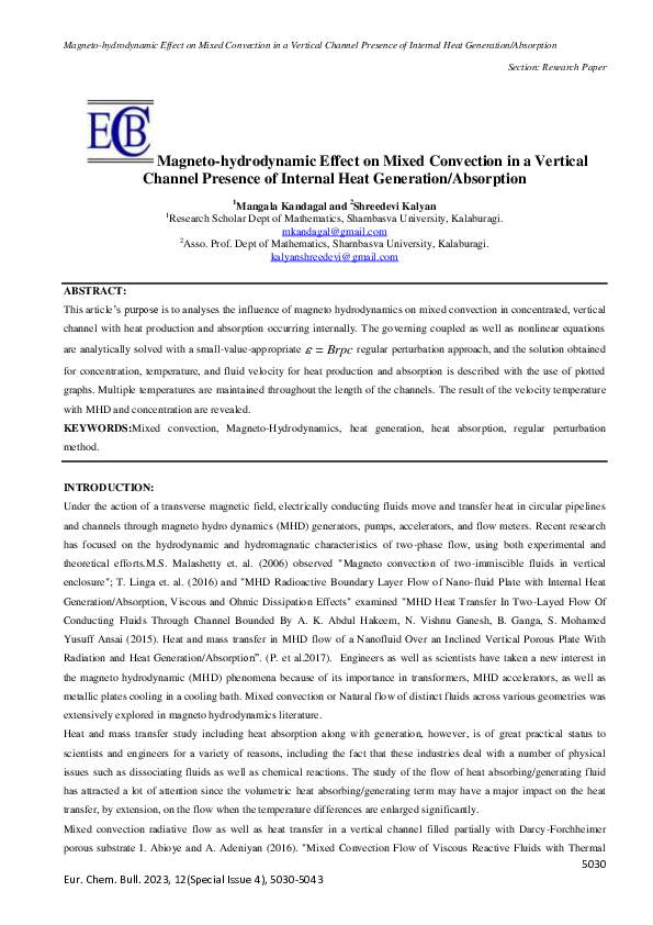 (PDF) Magneto-hydrodynamic Effect on Mixed Convection in a Vertical ...