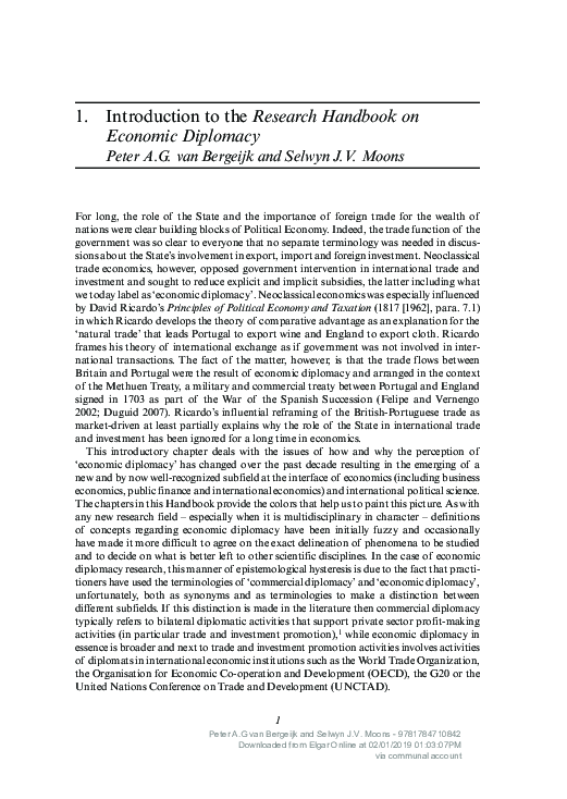 (PDF) Introduction to the Research Handbook on Economic Diplomacy
