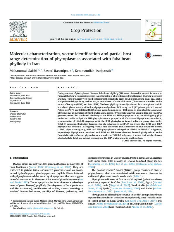 (PDF) Molecular characterization, vector identification and partial ...