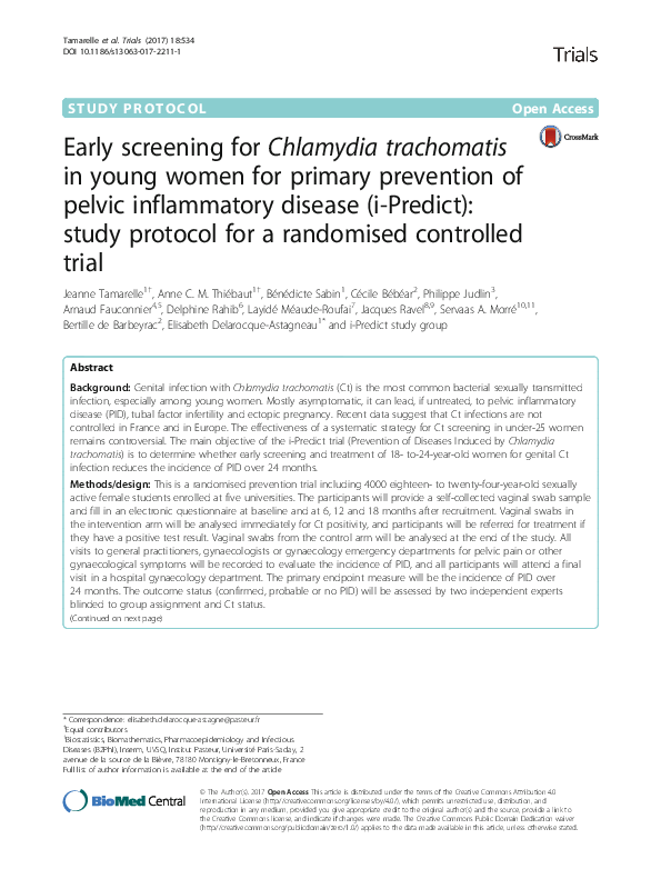 (PDF) Early screening for Chlamydia trachomatis in young women for ...