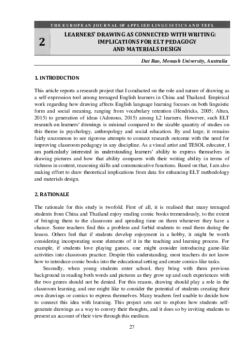 (PDF) Learners’ Drawing as connected with writing: implications for elt ...