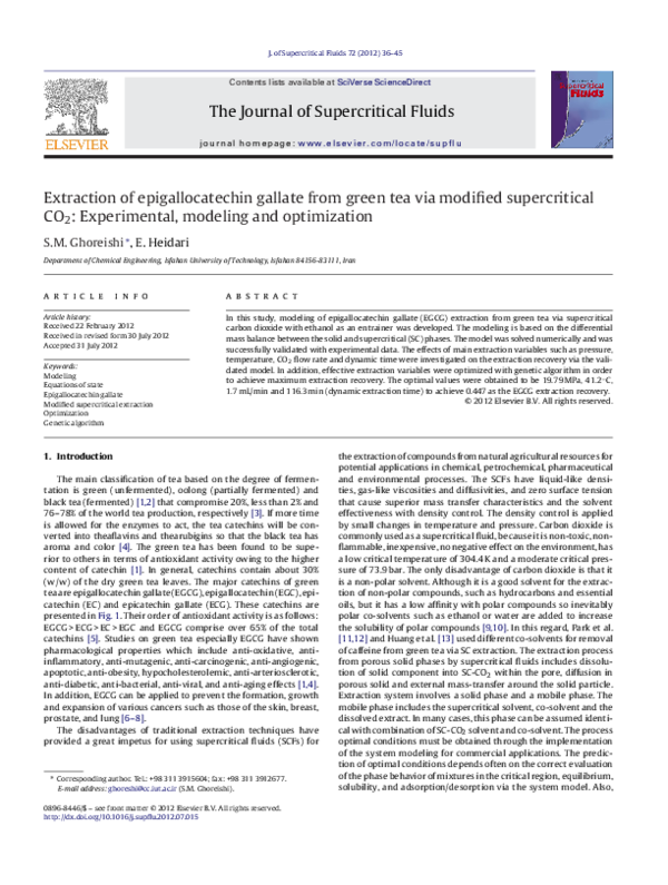 (PDF) Extraction of epigallocatechin gallate from green tea via ...