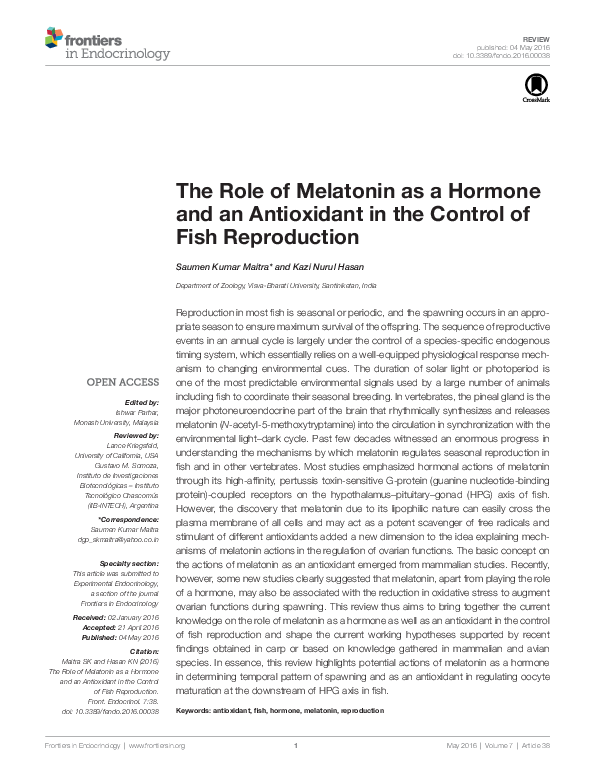 (PDF) The Role of Melatonin as a Hormone and an Antioxidant in the ...