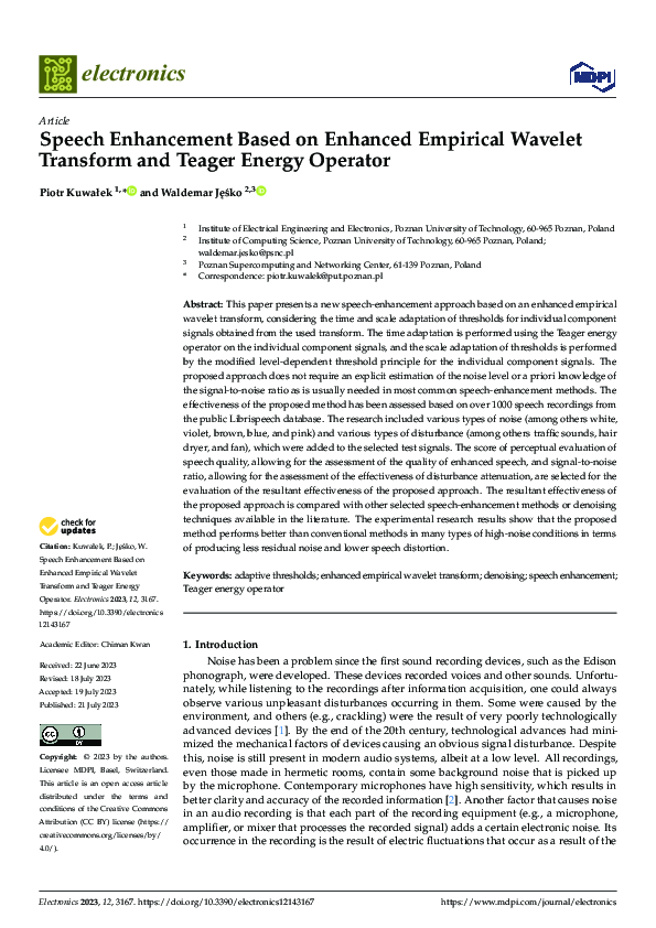(PDF) Speech Enhancement Based on Enhanced Empirical Wavelet Transform ...