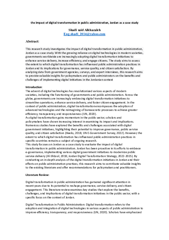 (PDF) the impact of digital transformation in public administration ...