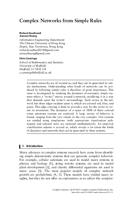 (PDF) Complex Networks from Simple Rules