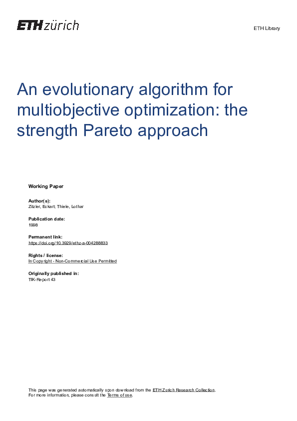 (PDF) An evolutionary algorithm for multiobjective optimization: the ...