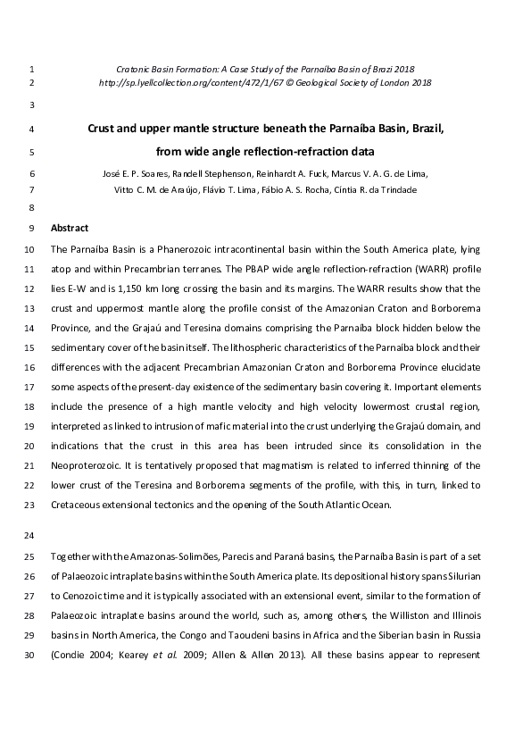(PDF) Structure of the crust and upper mantle beneath the Parnaíba ...