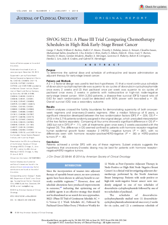 (PDF) SWOG S0221: A Phase III Trial Comparing Chemotherapy Schedules in ...