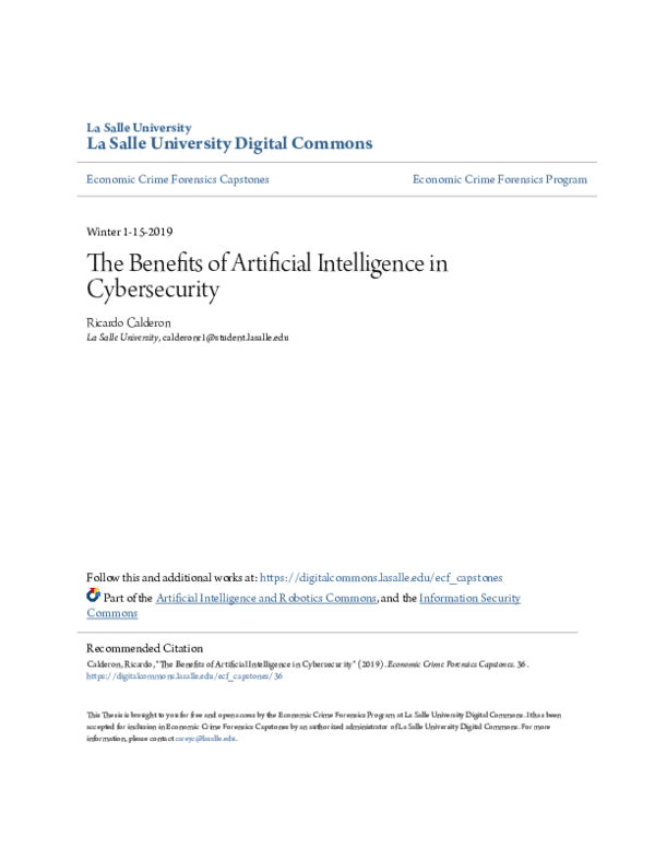 (PDF) The Benefits of Artificial Intelligence in Cybersecurity