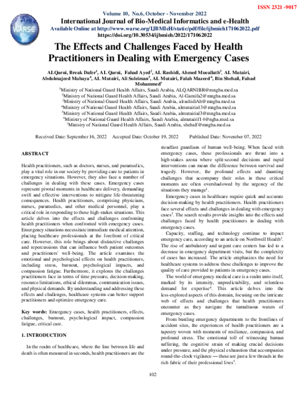 (PDF) The Effects and Challenges Faced by Health Practitioners in ...