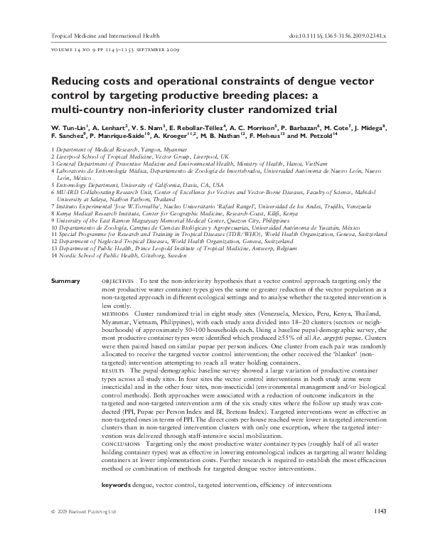 (PDF) Reducing costs and operational constraints of dengue vector ...