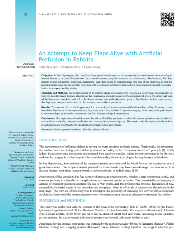 (PDF) An Attempt to Keep Flaps Alive with Artificial Perfusion in Rabbits