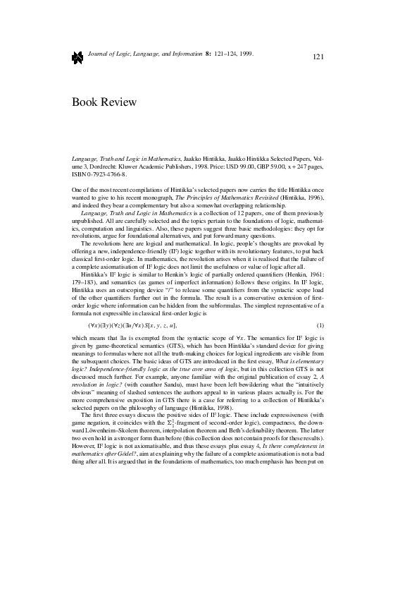  pdf language truth and logic in mathematics jaakko hintikka