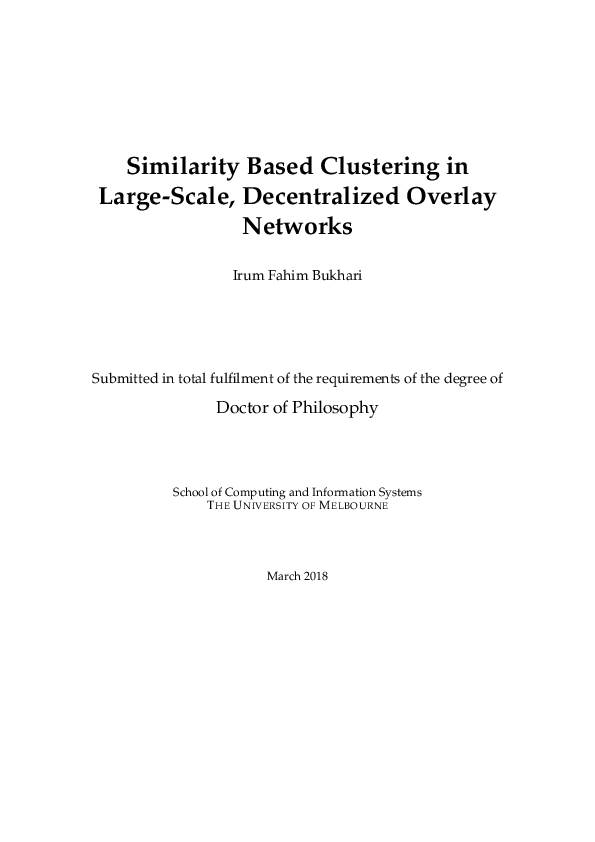 (PDF) Similarity based clustering in large-scale, decentralized overlay ...