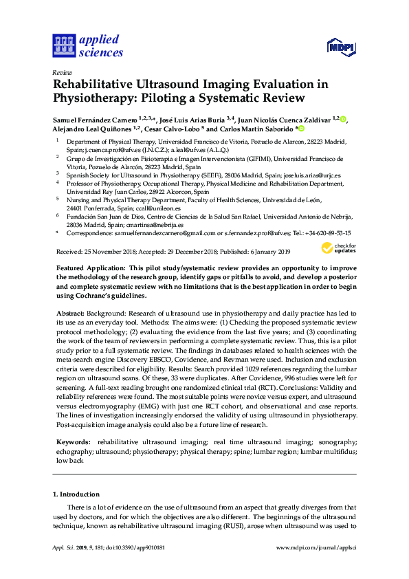 Pdf Rehabilitative Ultrasound Imaging Evaluation In Physiotherapy