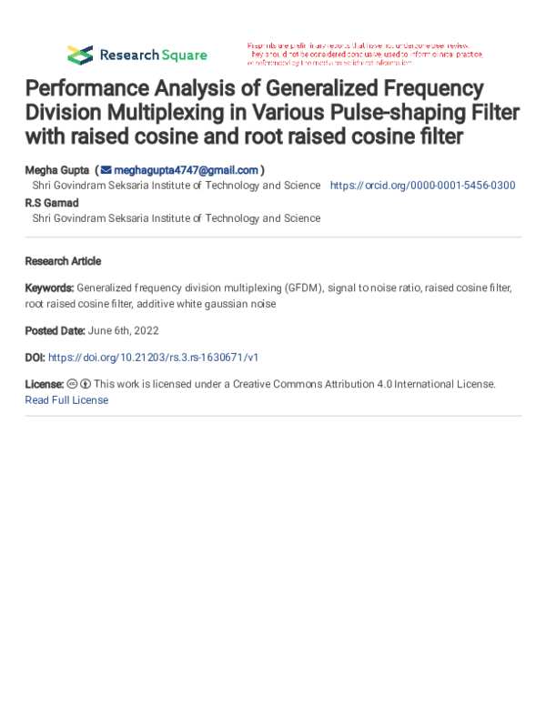 (PDF) Performance Analysis of Generalized Frequency Division ...