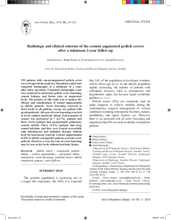 (PDF) Radiologic and clinical outcome of the cement augmented pedicle ...