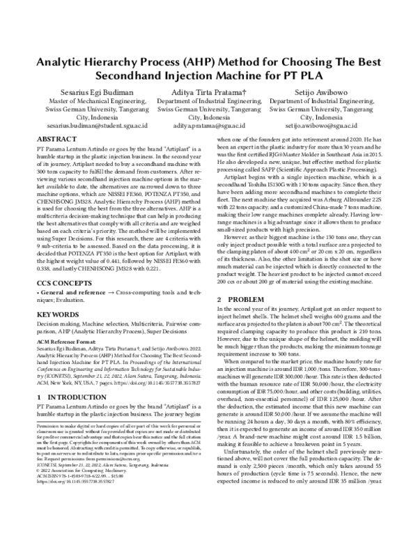 (PDF) Analytic Hierarchy Process (AHP) Method for Choosing The Best ...