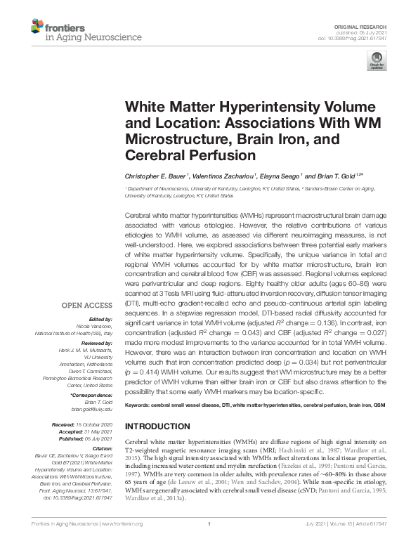 (PDF) White Matter Hyperintensity Volume and Location: Associations ...