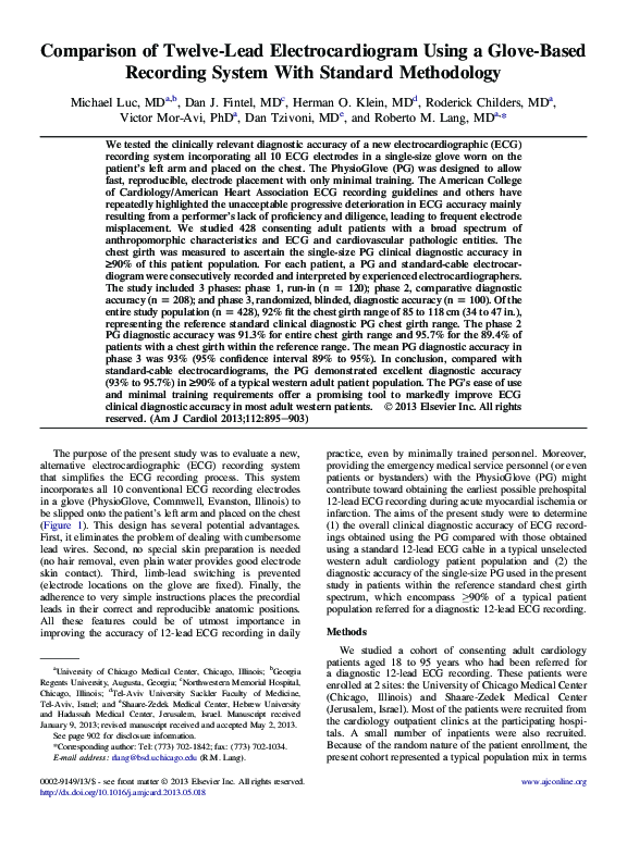 (PDF) Comparison of Twelve-Lead Electrocardiogram Using a Glove-Based ...