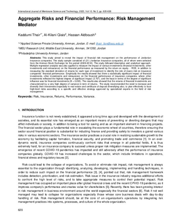 (PDF) Aggregate Risks and Financial Performance: Risk Management Mediator