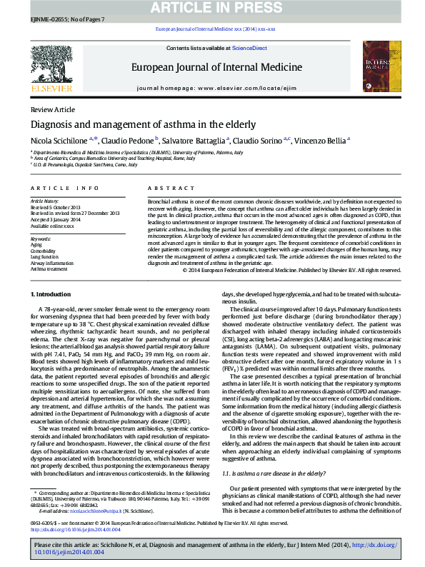 (PDF) Diagnosis and management of asthma in the elderly