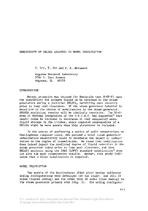 (PDF) Sensitivity of SBLOCA Analysis to Model Nodalization