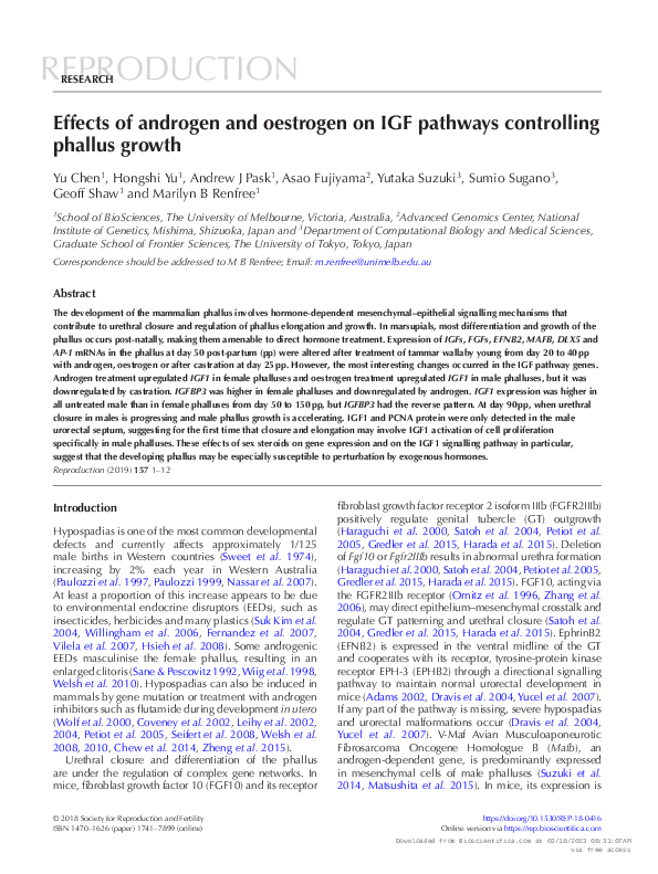 (PDF) Effects of androgen and oestrogen on IGF pathways controlling ...